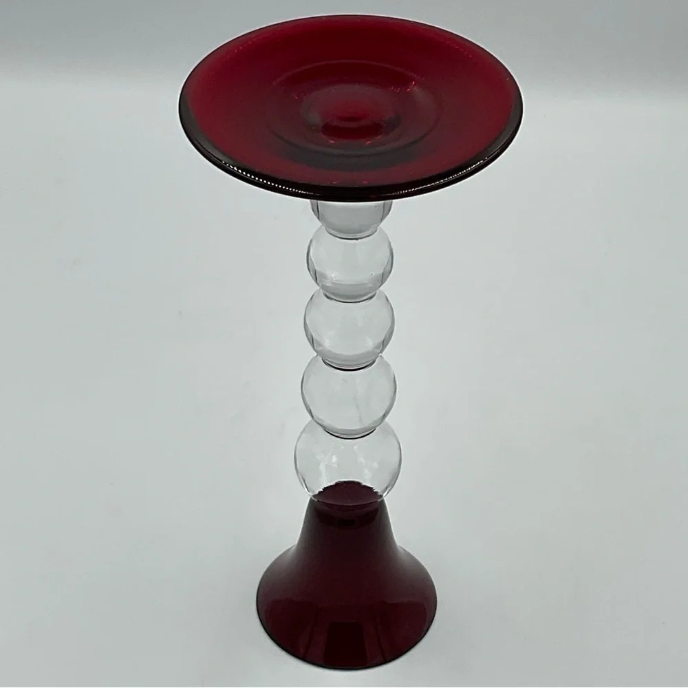 Vintage Mikasa Cranberry Glass Candle Holder